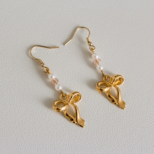 gold bow earrings