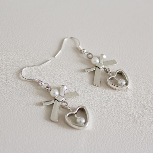 silver heart earrings